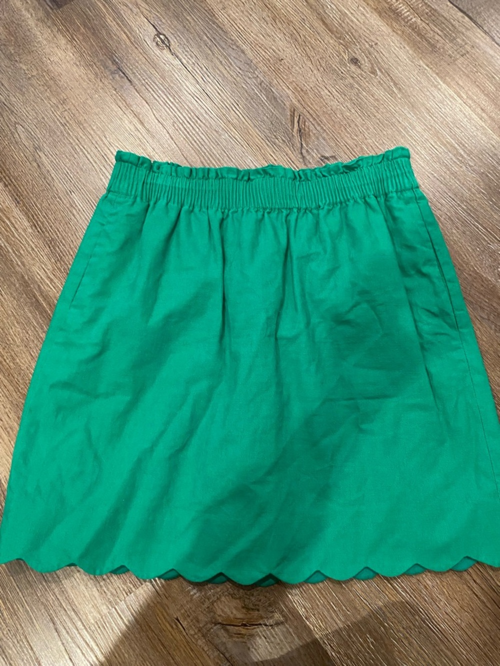 J. Crew Green Scallop Hem Mini Skirt